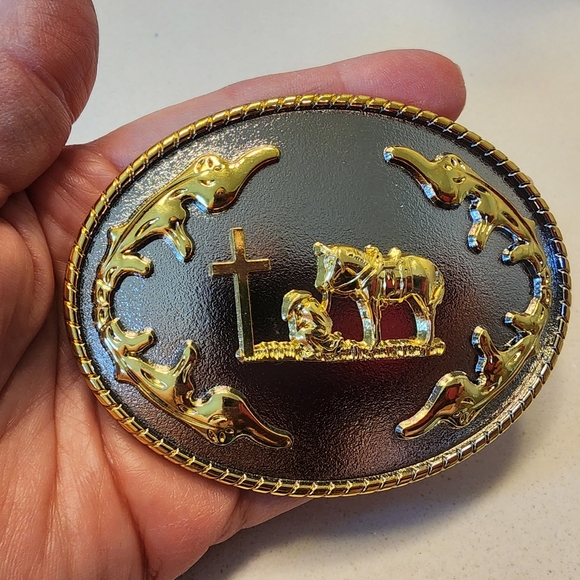 New Faith Cowboy Horse At Cross Belt Buckle - Picture 7 of 7